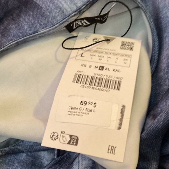 👗Zara Printed Silky Dress, Blue NWT - L - Picture 9 of 10